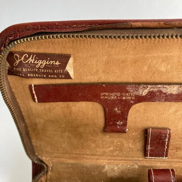 Vintage JC Higgins Leather Travel Shaving Toiletry Kit Aladdin Jon-E Hand Warmer - Picture 2 of 14